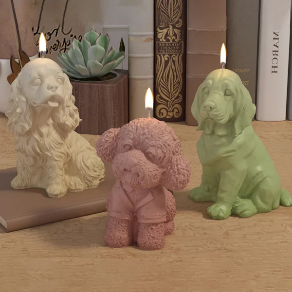 1pc Home Decoration Aromatherapy Candle Set Prop 3d Dog Shaped Silicone Mold Cute Diy Dog Shaped Animal Handmade Gypsum - Image 5