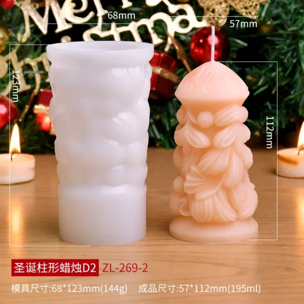 Christmas cylinder aromatherapy candle silicone mold DIY handmade Christmas gift diffuser stone mold - Image 8