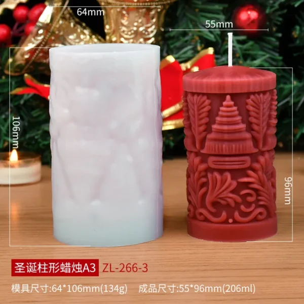 Christmas cylinder aromatherapy candle silicone mold DIY handmade Christmas gift diffuser stone mold - Image 14