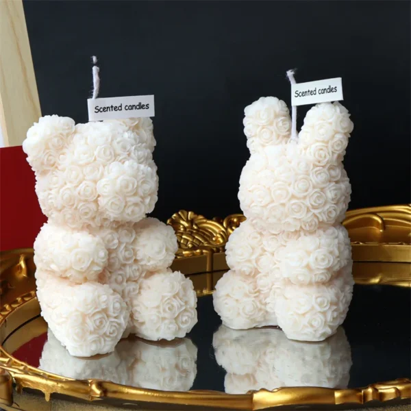 Cute Rose Bear Unicorn Rabbit Dog Aroma Candle Modern Home Desktop Decorative Ornament Animal Aroma Candle Valentine's Day Gifts - Image 4