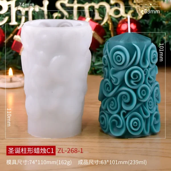 Christmas cylinder aromatherapy candle silicone mold DIY handmade Christmas gift diffuser stone mold - Image 13