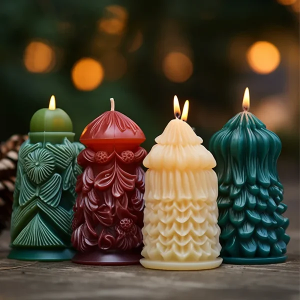 Christmas cylinder aromatherapy candle silicone mold DIY handmade Christmas gift diffuser stone mold - Image 4