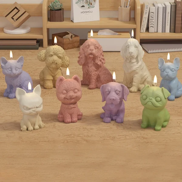 1pc Home Decoration Aromatherapy Candle Set Prop 3d Dog Shaped Silicone Mold Cute Diy Dog Shaped Animal Handmade Gypsum