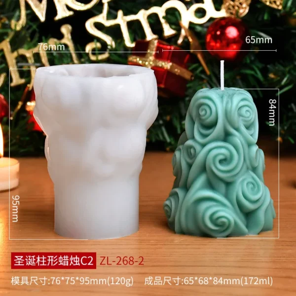 Christmas cylinder aromatherapy candle silicone mold DIY handmade Christmas gift diffuser stone mold - Image 12