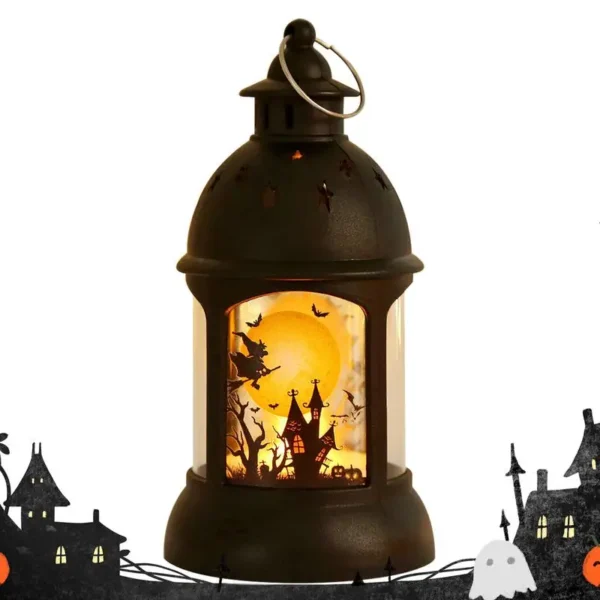 Halloween Lanterns Outdoor Mini Scary Scene Led Lantern Halloween Candle Lantern Decorative Spooky Lights Lanterns Vintage